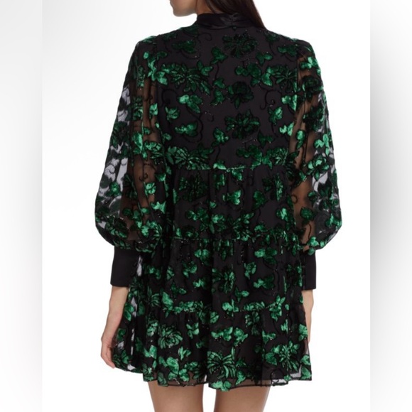 Alice + Olivia Black and Green Mini Dress - Picture 2 of 15